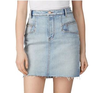Current/Elliott Cotta Cut Hem Helix Jean Skirt Light Wash Denim Size 30 RTRW